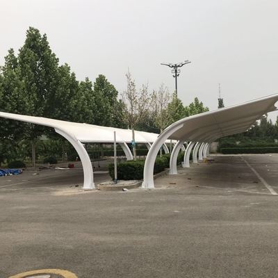 小區轎車膜結構車棚 工廠定制充電車棚 景區遮陽車棚